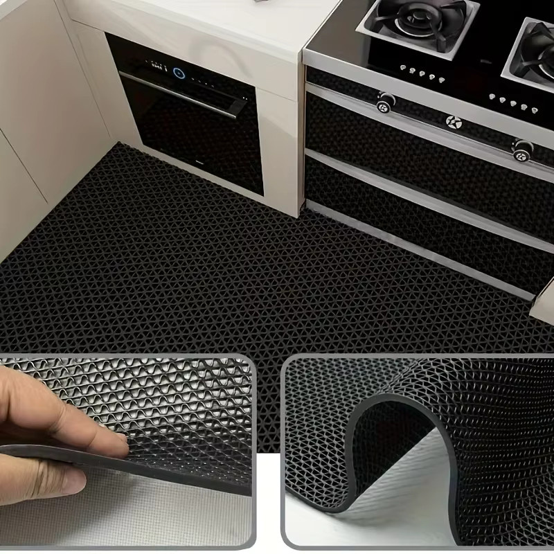 Rutschfeste Bodenmatte von FIOUSHWIN aus schwarzem PVC für Küche, Badezimmer und Außenbereich, Dicke: 5 mm - Bild 3