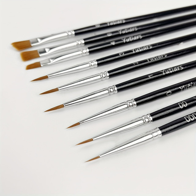 9-teiliges multifunktionales Nylonhaar-Malpinsel-Set in Schwarz für Anfänger und Profis - Bild 1