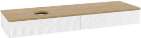 V&B Waschtischunterschrank Antao mit Frontstruktur und Beleuchtung, Farbe Eiche Honig/Weiß lackiert, B: 160 cm, T: 50 cm - Bild 1