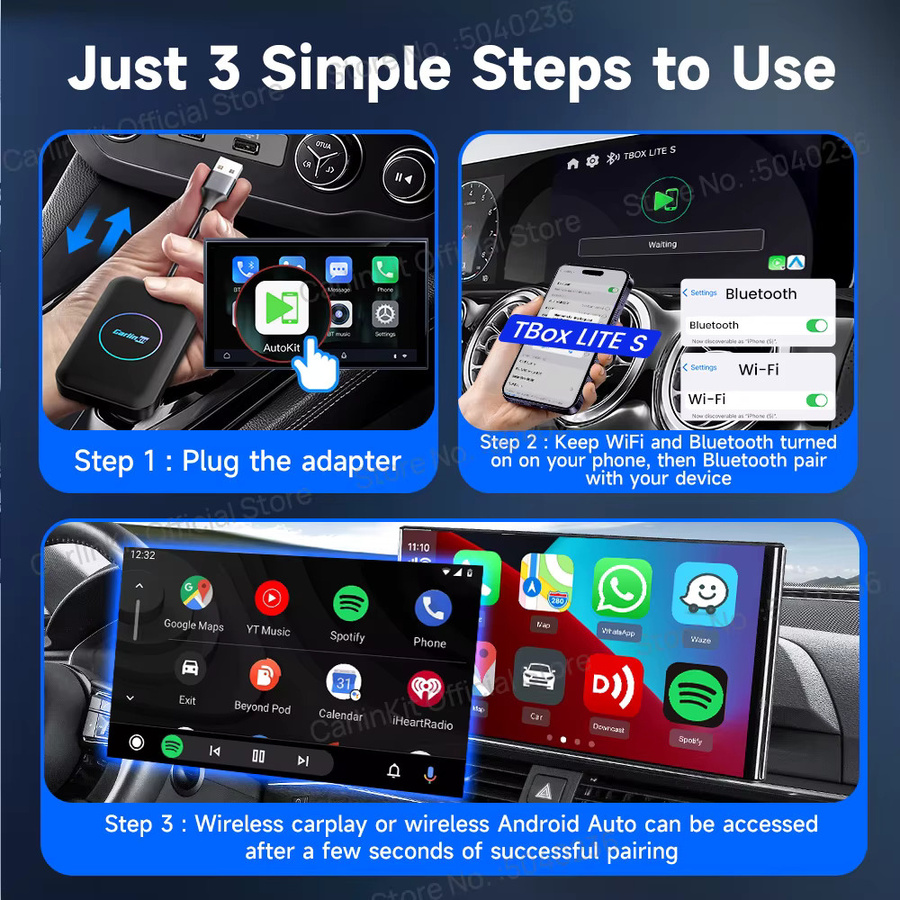 CarlinKit LITE S Android TV Box mit Wireless CarPlay und Android Auto, Schwarz, 5G WIFI und GPS - Bild 6