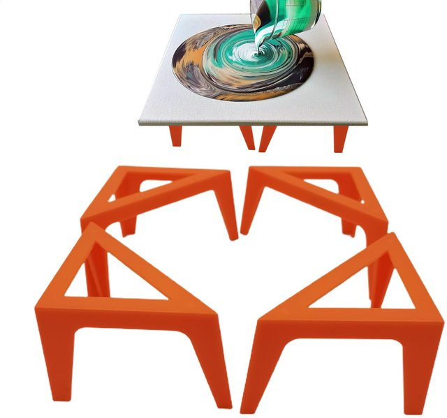 4er-Set Leinwandständer aus Kunststoff in Orange für Acrylfarben und Bastelarbeiten - Bild 1