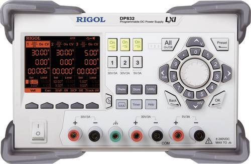 Rigol DP832 Labornetzgerät mit 3 Ausgängen, einstellbar 0 - 30 V/DC und 0 - 3A, 195W, Farbe: Weiß - Bild 1