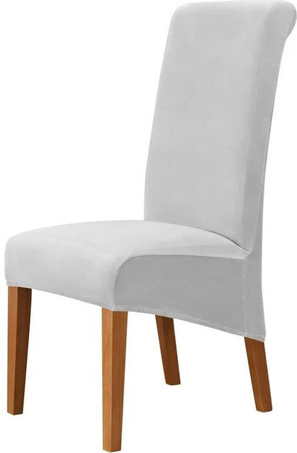 Luxus Samt Stuhlbezug für Schlittenlehnenstühle in Grau, verstellbare Sitzbezüge für Esszimmer und Küche - Bild 1