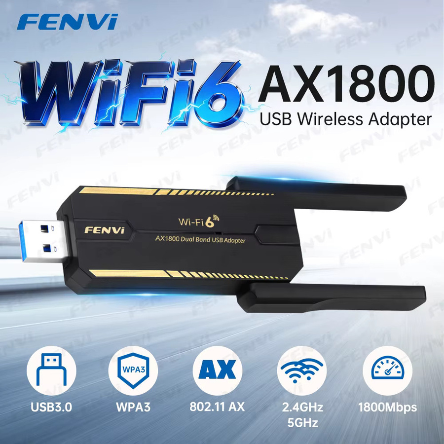 FENVI WiFi 6 AX1800 USB-Adapter Dual Band 5 GHz/2,4 GHz USB 3.0 Netzwerkkarte WiFi-Dongle mit MU-MIMO für Windows 10/11 - Bild 2