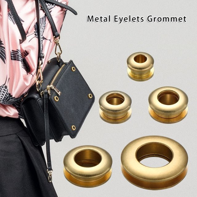 Massive Messing-Ösen mit Schraubverschluss und Unterlegscheibe in Gold für Lederhandwerk und DIY-Dekoration - Bild 1