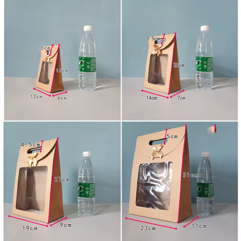 NASIQUE Kraftpapier Tragetaschen mit Sichtfenster und Schleife in Braun für Hochzeiten, Geburtstage und Partys - Bild 3