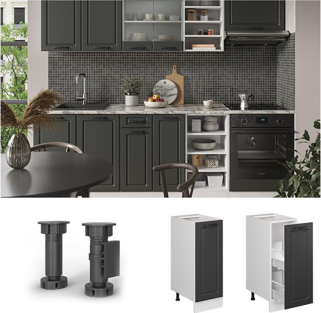 Vicco Apothekerunterschrank R-Line Landhausstil Weiß Anthrazit Breite: 30 cm - Bild 1