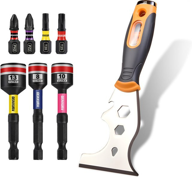 Geinxurn 19-in-1 Multifunktionsschaber Set mit magnetischen S2-Stahl-Bits und Schlagmuttern-Schraubendreher-Bits für Reparaturen und Heimwerkerprojekte - Bild 1