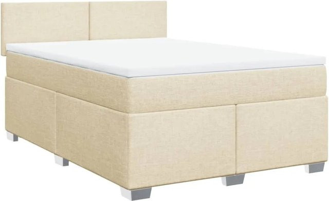 vidaXL Boxspringbett Hybrid mit Matratze in Creme, B/T: 160 x 200 cm, mit USB-Anschluss und Unterbettbeleuchtung - Bild 1
