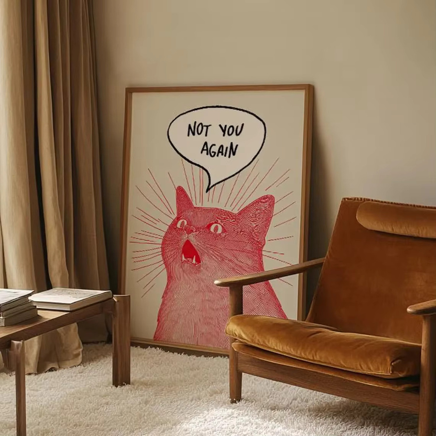 Not You Again Katzen-Poster von SHENCHEN, lustiger Illustrationsdruck im Comic-Stil als Wandkunst für Tierliebhaber - Bild 2