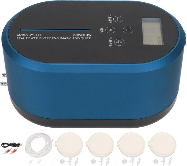 Aimo Aquarium-Luftpumpe in Blau, tragbare batteriebetriebene Sauerstoffpumpe mit 10 Stufen Einstellung für dein Fischbecken und zum Angeln - Bild 1