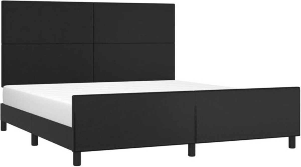 vidaxl Polsterbett mit Kopfteil aus Kunstleder in Schwarz, B/T/H: 160 x 200 cm - Bild 1