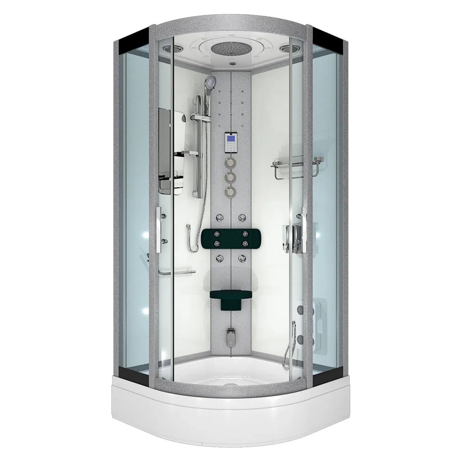 AcquaVapore Dampfdusche Duschkabine mit Regendusche, Handbrause, Körperdüsen und LED-Beleuchtung, Weiß, B/T: 100 x 100 cm - Bild 2