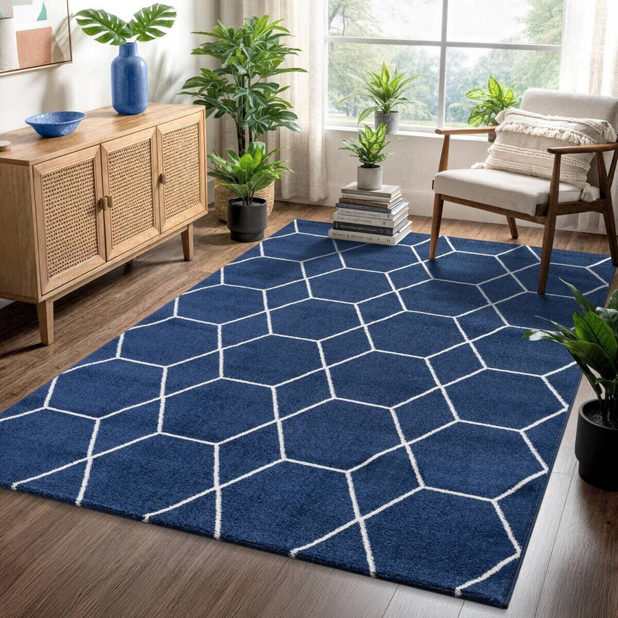 Sanat Teppich Trellis in Marineblau mit modernem Design, B/L: 160 x 230 cm - Bild 5