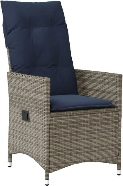 vidaXL Gartensessel aus Poly-Rattan und Metall mit Kissen in Grau und Blau - Bild 1