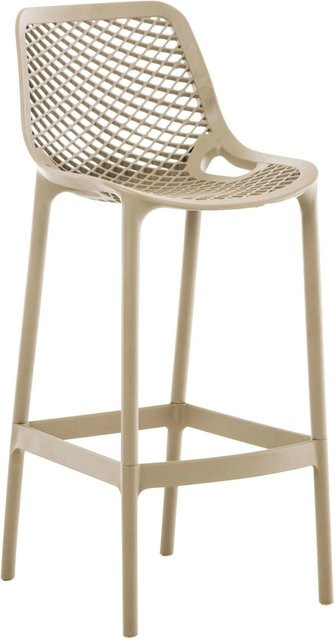 DELUKE Barhocker LORL Modern in Schlamm mit Lehne aus Kunststoff und Wabenmuster, H: 105 cm, B: 45 cm, T: 53 cm - Bild 1