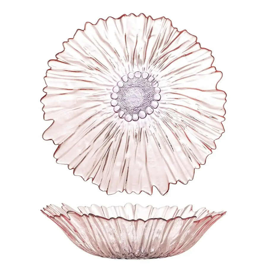 Bloomingville Mariko Schale aus rosa Glas mit Rippenstruktur Durchmesser: 31 cm - Bild 1