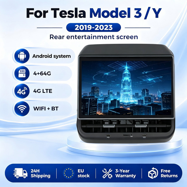 MEKEDE Android Multimedia-Player für Tesla Model 3 und Model Y (2019-2023), 8,66 Zoll Rückdisplay mit 4+64G Speicher, DSP-Soundsystem und Smart-Schalter, Schwarz - Bild 1