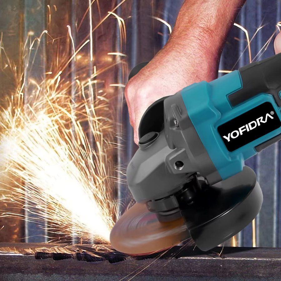 YOFIDRA Bürstenloser Winkelschleifer 125mm mit 12000RPM, kabelloses Schneid- und Polierwerkzeug inklusive 3 Sägeblättern, kompatibel mit Makita LXT Akkus - Bild 2