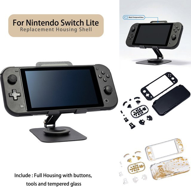 Schwarzes Ersatzgehäuse für Nintendo Switch Lite, Front- und Rückseite Backplate Shell - Bild 1