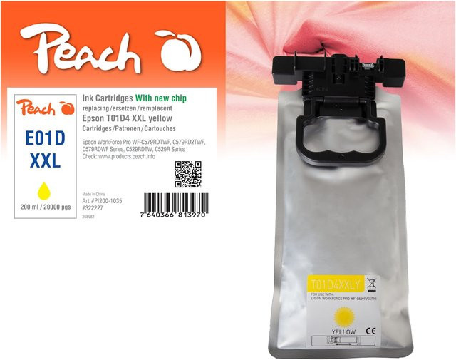 Peach E1D4 Druckerpatrone XL Gelb ersetzt Epson T01D4 C13T01D400 für Epson WorkForce Pro WFC 529 R DTW und Epson WorkForce Pro WFC 570 - Bild 1