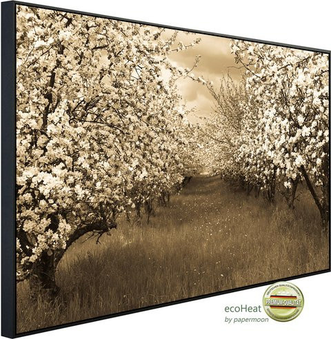 papermoon EcoHeat Infrarotheizung Sepia Frühlingsobstgarten, bunt mit Matt-Effekt, App-Steuerung und Überhitzungsschutz - Bild 1