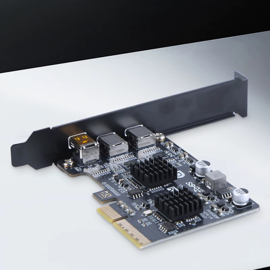 ALLOYSEED USB-C Erweiterungskarte mit ASM3142 Controller, USB 3.1 Gen 2 10Gbps, Dual USB-C Port Riser Dockingstation, Schwarz - Bild 3