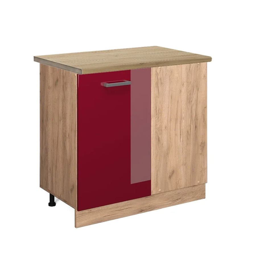 Vicco Eckunterschrank R-Line Bordeaux Hochglanz Goldkraft Eiche, Höhe: 86 cm, Breite: 60 cm, Tiefe: 81,6 cm - Bild 2