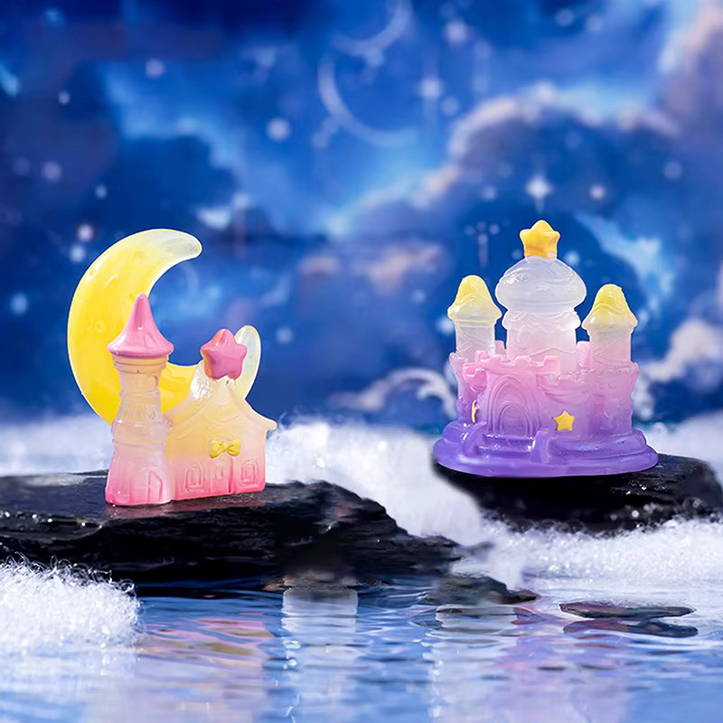 Sommer6 Leuchtende Mini-Schloss-Mikrolandschafts-Dekoration in Multicolour aus Kunststoff für Topfgärten und Heimdekoration - Bild 2