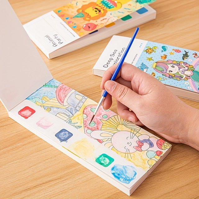 Aquarell-Malbuch für Kinder, 12 Seiten, Tiere, Mehrfarbig - Bild 1