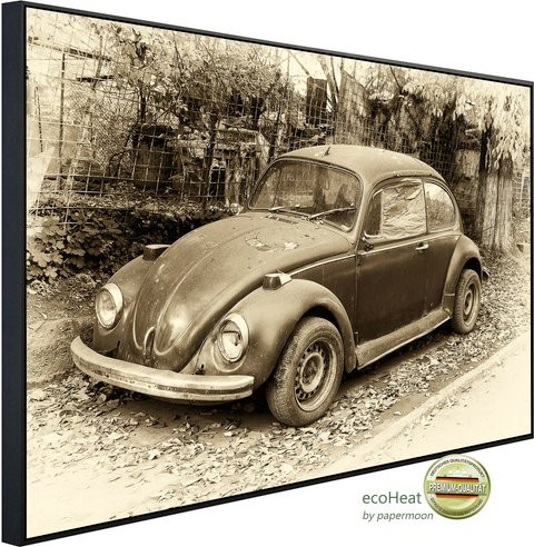 papermoon EcoHeat Infrarotheizung Käfer Retro Auto in Bunt mit Matt-Effekt, App-Steuerung und Überhitzungsschutz - Bild 1