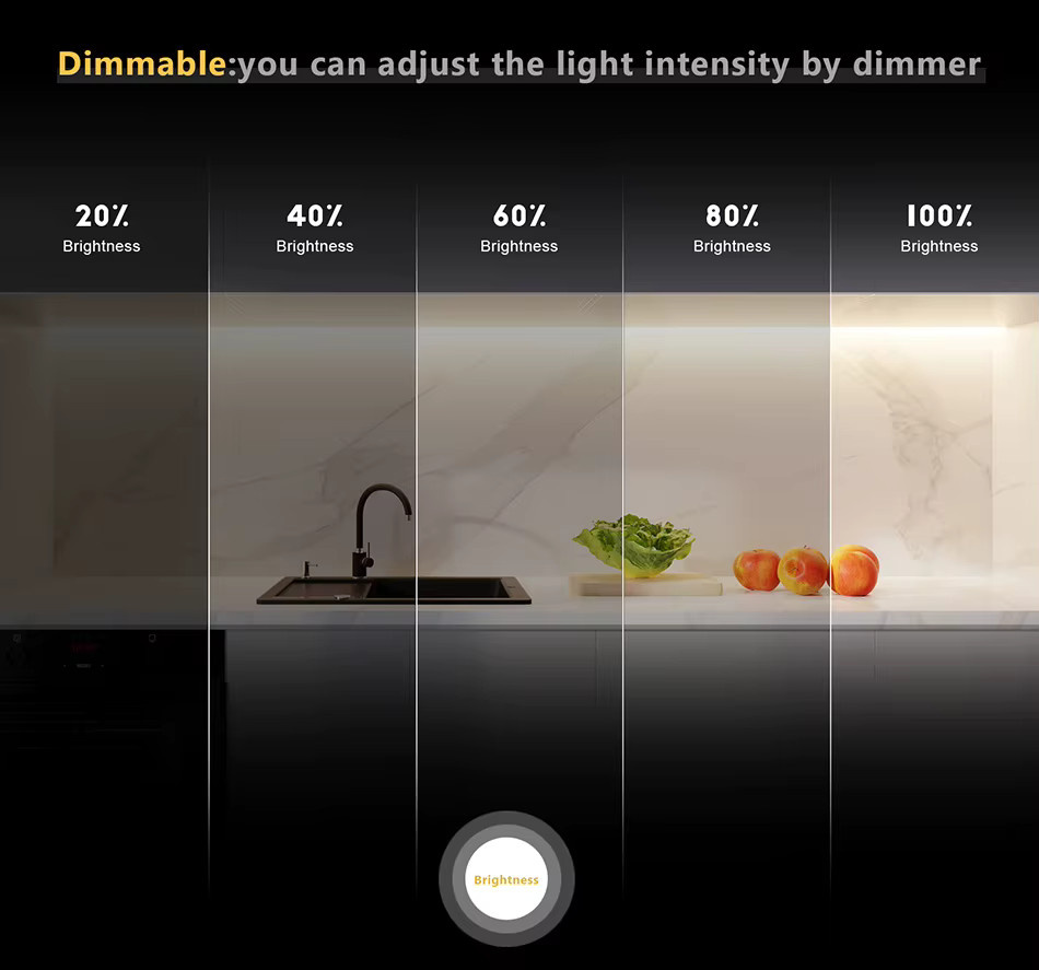 YSRSAI COB LED Streifen dimmbar CCT 2700K-6500K DC24V mit 608 LEDs/m für TV Hintergrundbeleuchtung und Schrankdeko in Weiß - Bild 5