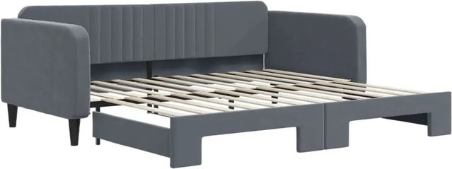 vidaXL Tagesbett aus Samt in Dunkelgrau mit Ausziehfunktion und Schubladen, B/T/H: 100 x 200 x 75 cm - Bild 1