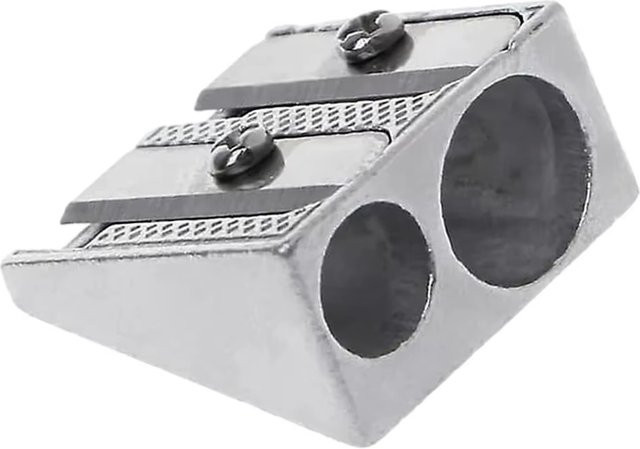 Silberner Bleistiftspitzer aus Aluminiumlegierung mit 2-Loch-Profil für Büro und Schule - Bild 1