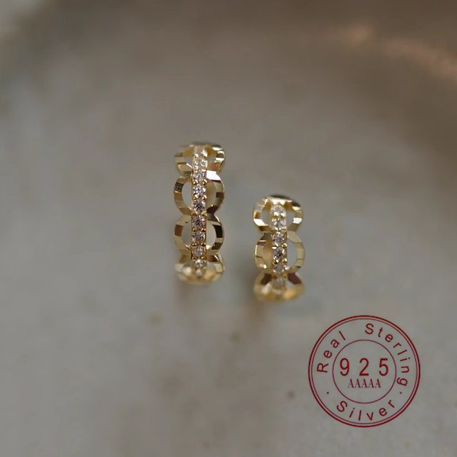 OBEAR Creolen 925 Silber, 14K Vergoldet, Zirkonia, Damen - Bild 1