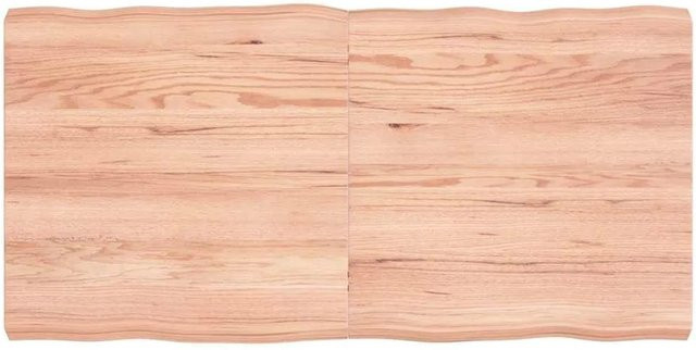 vidaXL Tischplatte aus Eichenholz mit Baumkante, Hellbraun, B: 120 cm, T: 60 cm, H: 2-6 cm - Bild 1