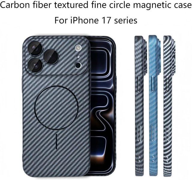 MagSafe Magnetische Handyhülle aus Carbonfaser und Kevlar für iPhone 17 16 15 14 13 12 Plus Pro Max, Schwarz - Bild 1