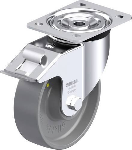 Blickle L-PO 160K-FI-ELS Stahlblech-Lenkrolle in Grau und Blau mit Rad-Durchmesser 160 mm und einer Tragfähigkeit von 400 kg - Bild 1