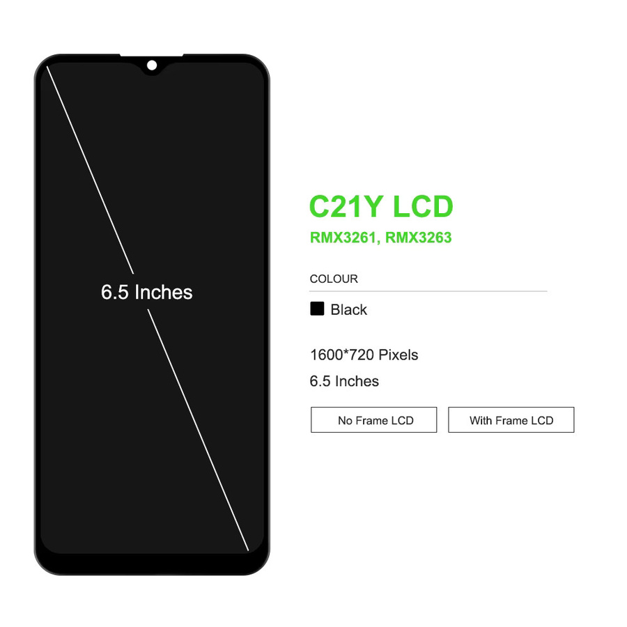 Oppo Realme C21Y Ersatzbildschirm mit 6,5 Zoll LCD-Touchscreen in Schwarz (RMX3261 RMX3263) - Bild 3