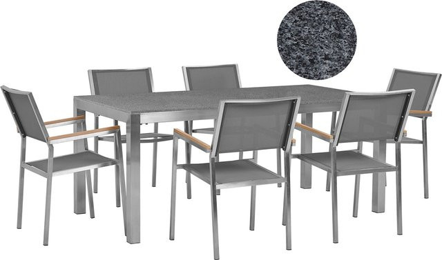 Beliani Gartentisch Set GROSSETO in Dunkelgrau im Industrial Design, B/T/H: 180 x 90 x 87 cm - Bild 1