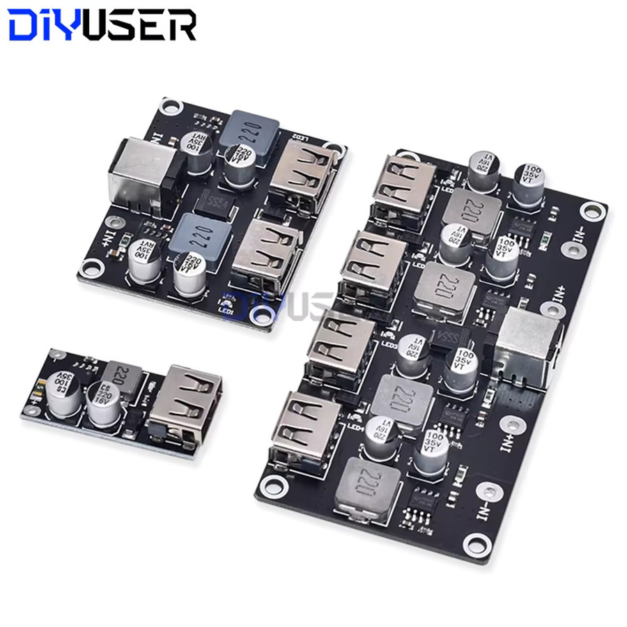 DIYUSER USB Schnelllademodul QC3.0 und QC2.0 DC-DC-Abwärtswandler in Schwarz für Autotelefon-DIY mit USB-A und USB-C Anschlüssen - Bild 2
