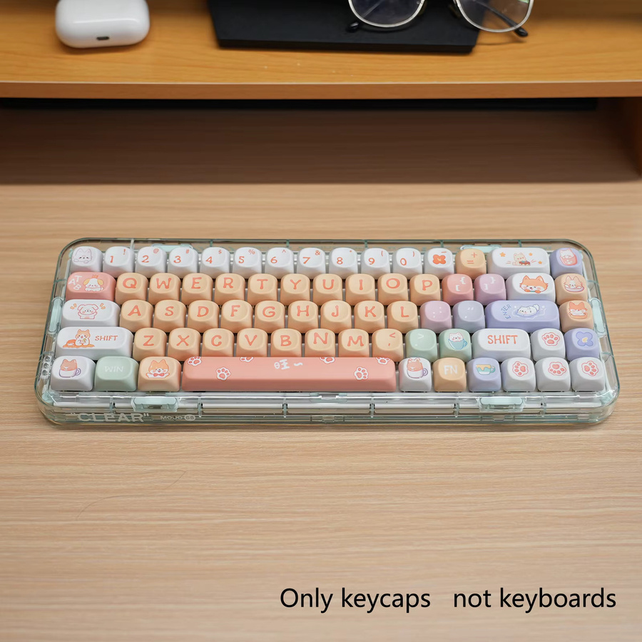 SMAILWOLF PBT Mechanische Tastatur Tastenkappen im süßen Cartoon Welpen Design für Mädchen, Multicolour - Bild 2