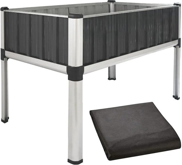 TTL GARDEN Hochbeet SUPERIOR XL aus Metall in Anthrazit Silber, B/T/H: 112 x 60 x 80 cm, ideal für Kräuter, Gemüse und Zierpflanzen im Garten oder auf der Terrasse - Bild 1