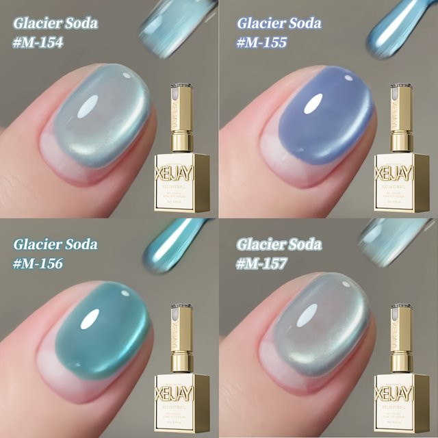 XEIJAYI Nagellack-Set, Schimmerndes Gletscher-Soda-Gel, Blau-Grün - Bild 1