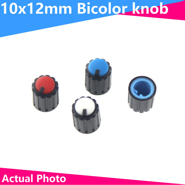 Hongqiwei 20er Set Dual-Farbe Potentiometer 10 x 12 mm mit 6 mm Halbachse in Gelb und Multicolour für Verstärker und Sound-Einstellungen - Bild 1