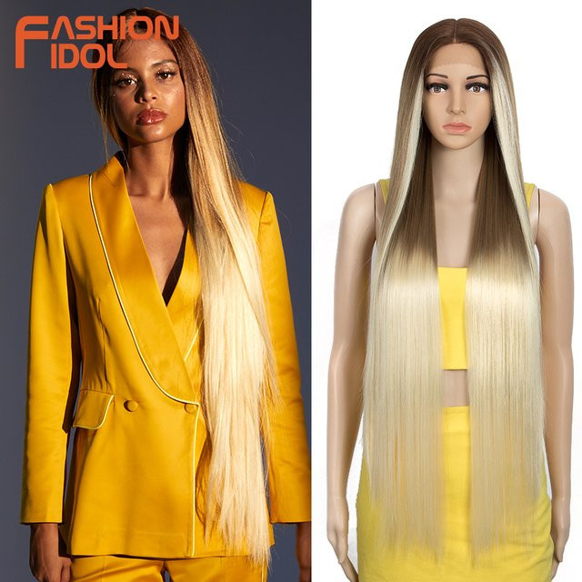 MODE IDOL Perücke, Synthetische Hochtemperaturfaser, Ombre Blonde, Damen - Bild 1