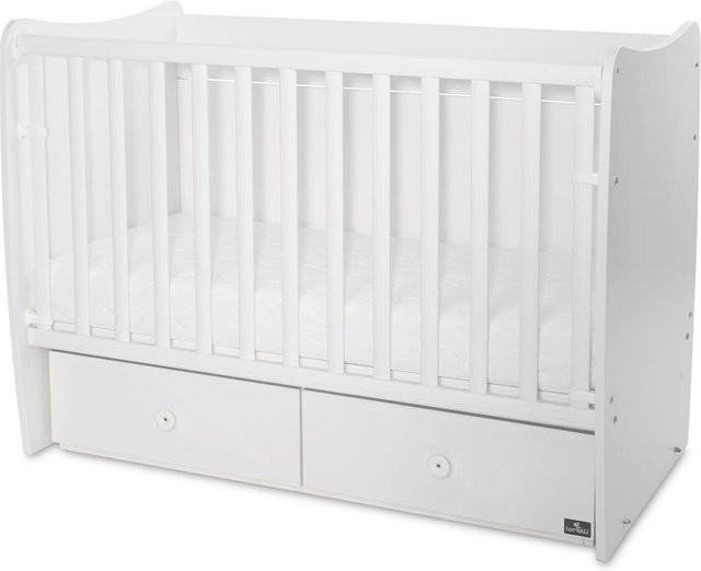 Lorelli Babybett MATRIX NEW Kinderbett mit 2 Schubladen und abnehmbarem Seitengitter, weiß, B/T: 120 x 60 cm - Bild 1