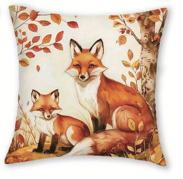 JMG Clothing Kissenbezug mit herbstlichem Tierdruck in Orange, B/H: 45 x 45 cm - Bild 1