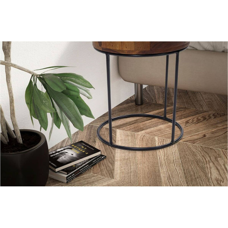Wohnling Nachttisch aus Sheesham Holz in Braun und Schwarz im Industrial Design B/H/T: 40 x 60 x 40 cm - Bild 4
