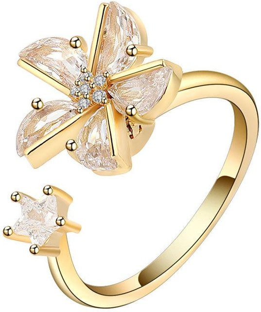 Fidget Spinner Ringe, Kupfer, Kristall, Perle, beige, Damen - Bild 1